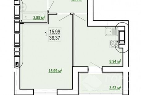 Продам 1-кімнатну квартиру в новобудові, Журавлевка, Код: 666160/17