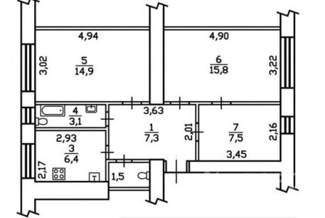 Продам 3-х кімнатну квартиру, Центр, Код: 811354/65
